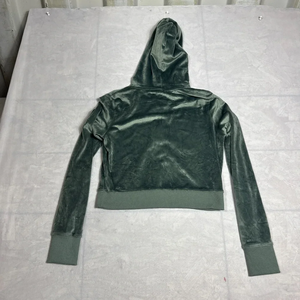 Aerie Womens Real Good‎ Cropped Full-Zip Hoodie Olive Green Long Sleeve Size S